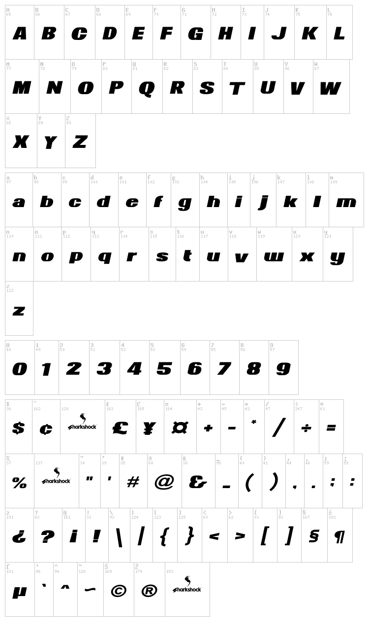 News of the World font map